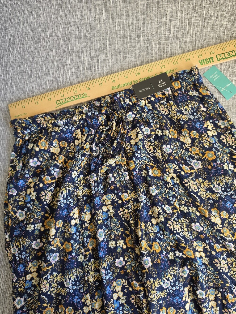 Maurices Navy Blue Yellow Floral Flowy Wide Leg Palazzo Pants Size Medium New - Picture 7 of 10